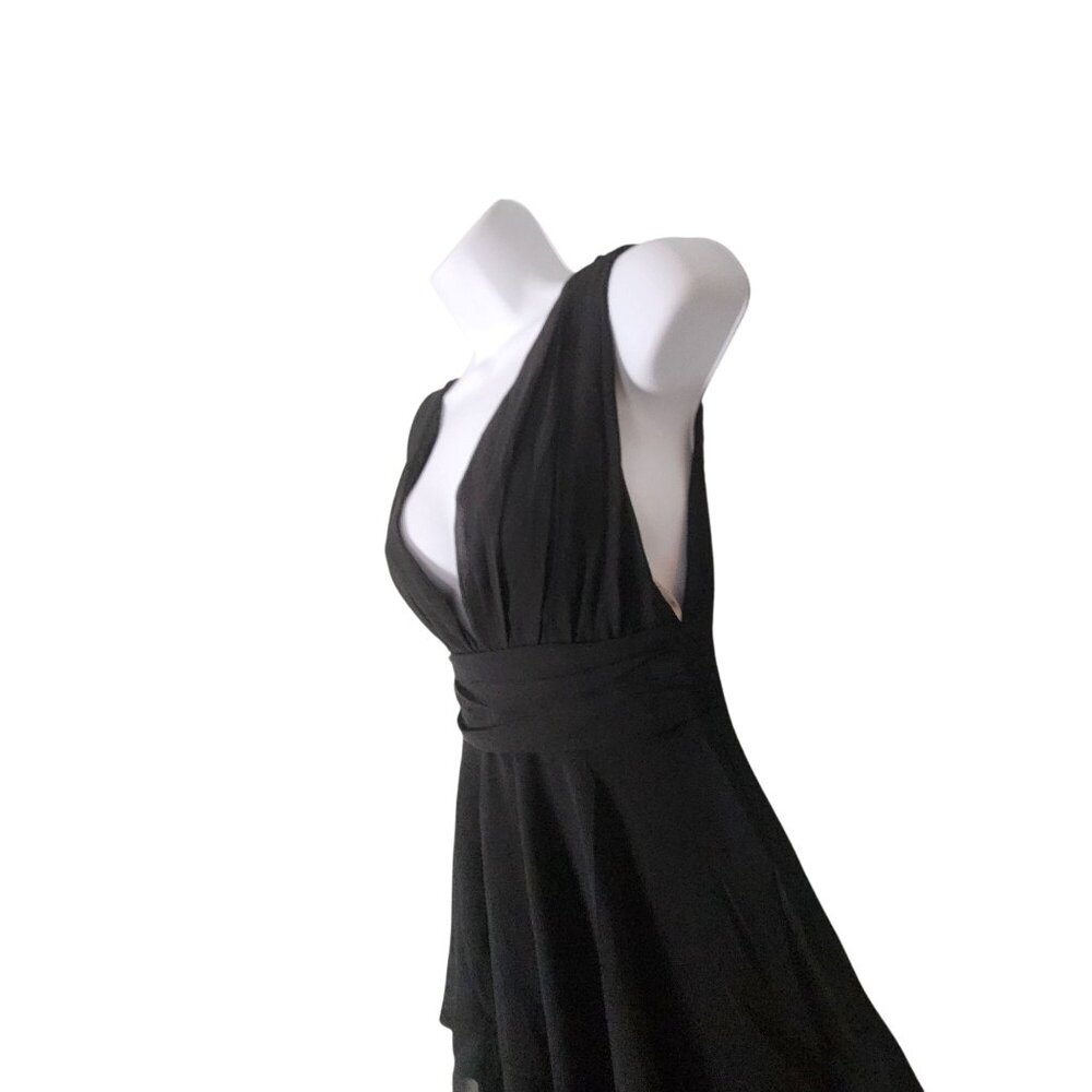 Lulus Amazing Evening Black Tiered Maxi Dress V-Neck Sleeveless Medium Elegant - Picture 6 of 10